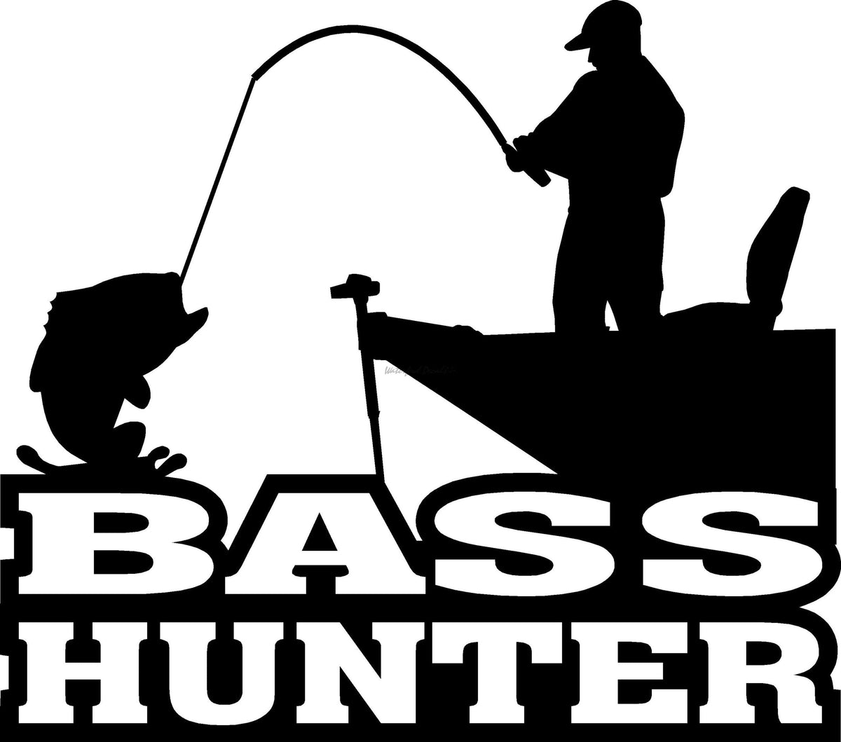 Bass Fishing Decal – Bass Hunter Fisherman in Boat Sticker - 15018