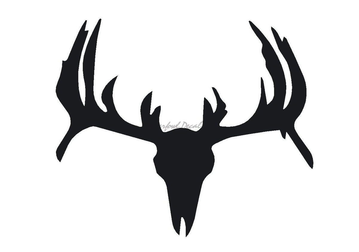 Deer Antler Skull Sticker – Hunting Skull and Antlers Decal - 10050
