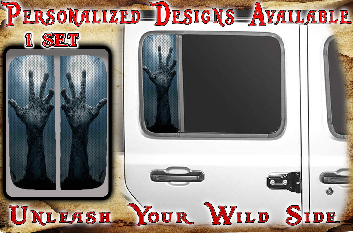 zombie hand Side door window decal  112
