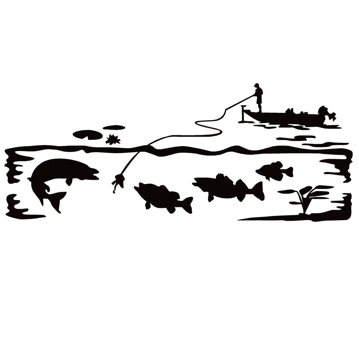 Fishing Scene Decal - Fishing Scene Sticker - 1279