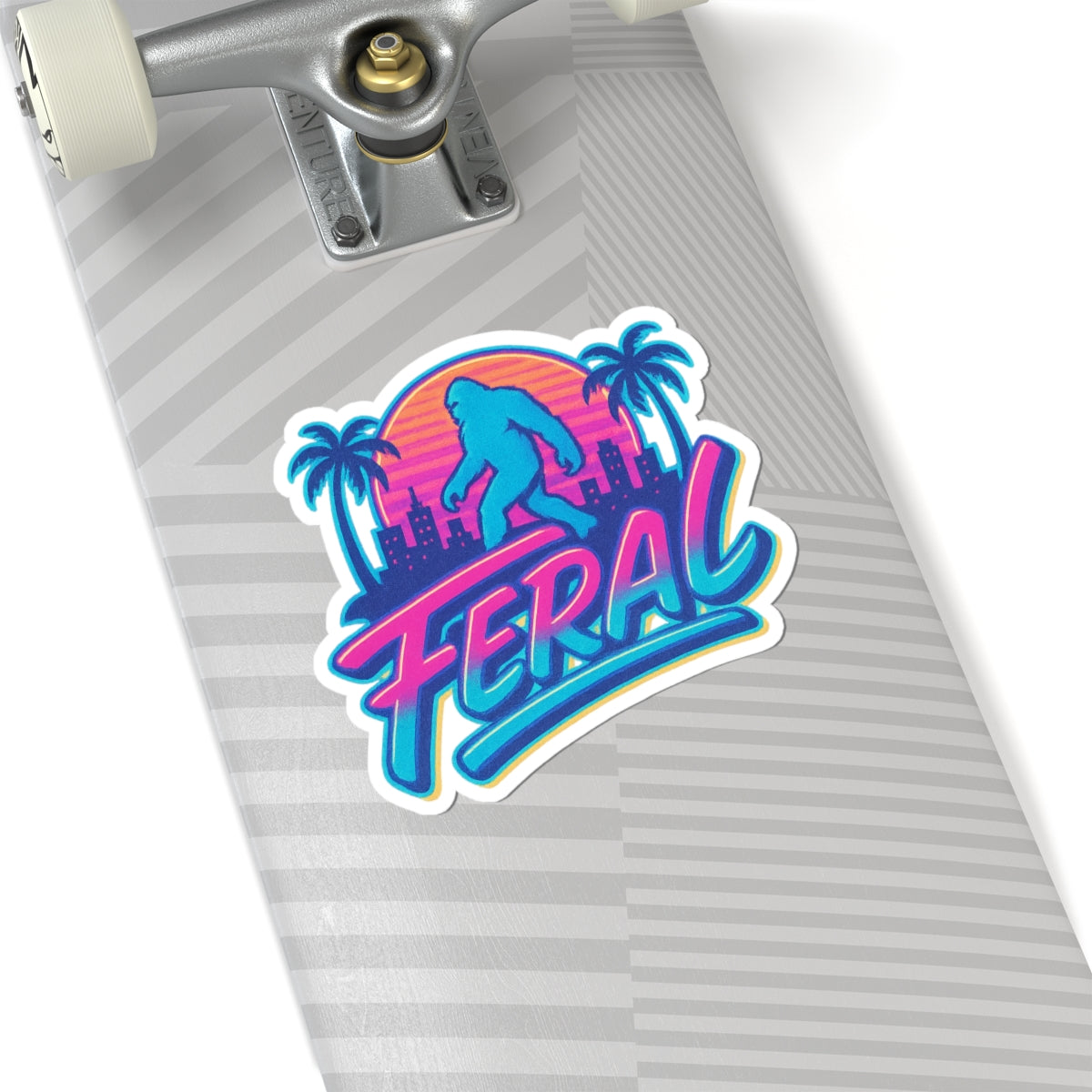 Retro Feral Bigfoot Kiss-Cut Sticker, Fun Laptop Decal, Vivid Laptop Skin, Unique Gift for Nature Lovers, Summer Vibes