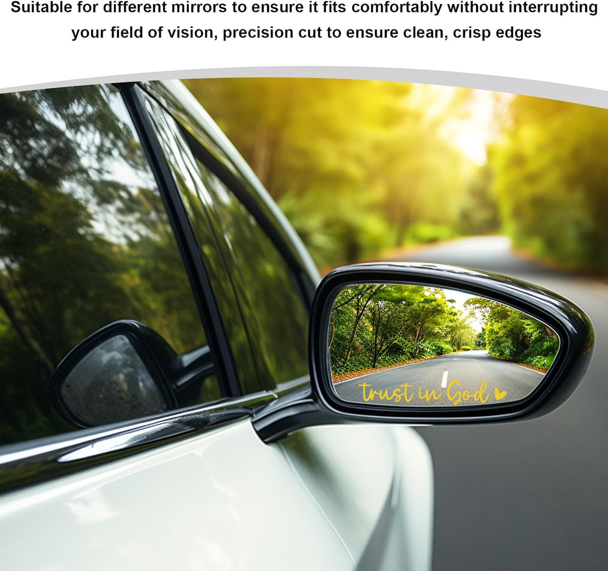 2PCS Trust in God Rearview Mirror Decals, Automotive Vinyl Rear View Mirror Decorative Stickers, Waterproof Trust in God Stickers for Car Truck Laptop, Car Accessories (Yellow)