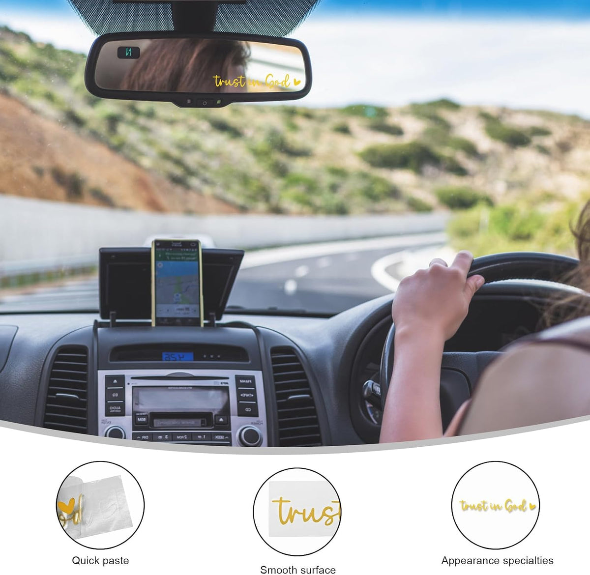2PCS Trust in God Rearview Mirror Decals, Automotive Vinyl Rear View Mirror Decorative Stickers, Waterproof Trust in God Stickers for Car Truck Laptop, Car Accessories (Yellow)