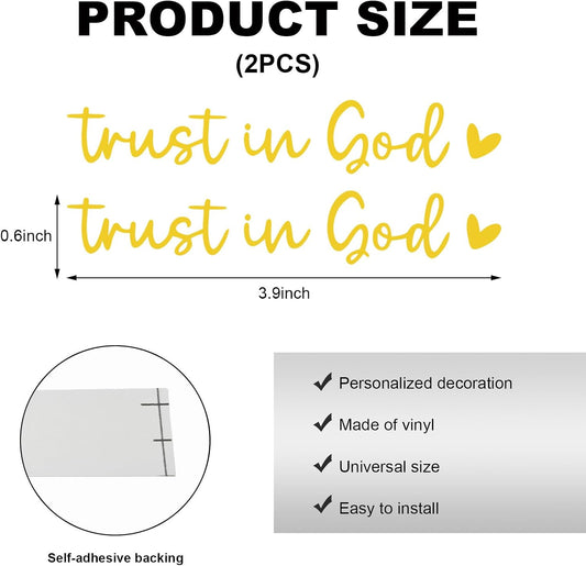 2PCS Trust in God Rearview Mirror Decals, Automotive Vinyl Rear View Mirror Decorative Stickers, Waterproof Trust in God Stickers for Car Truck Laptop, Car Accessories (Yellow)
