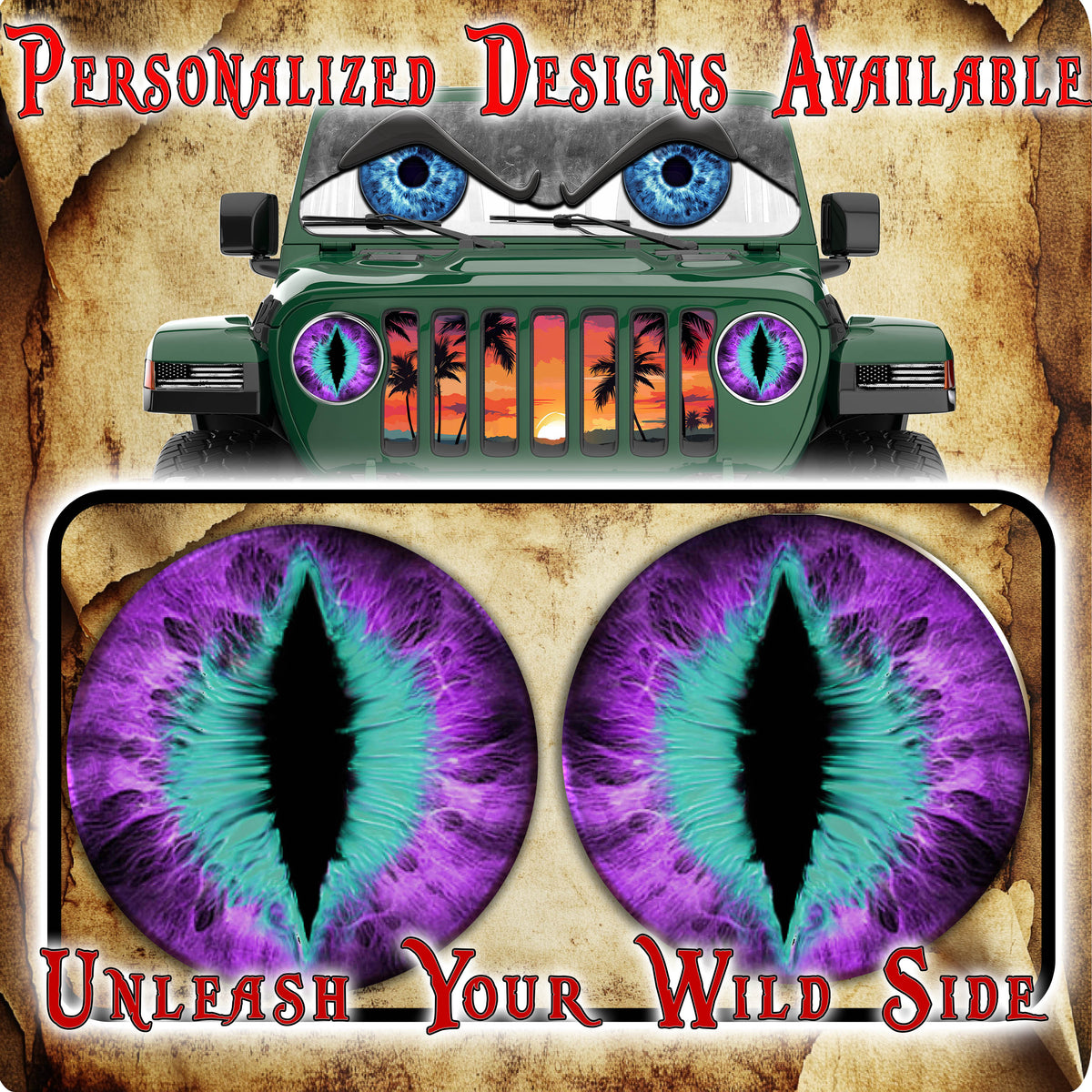 Purple and teal for a round headlight. 53