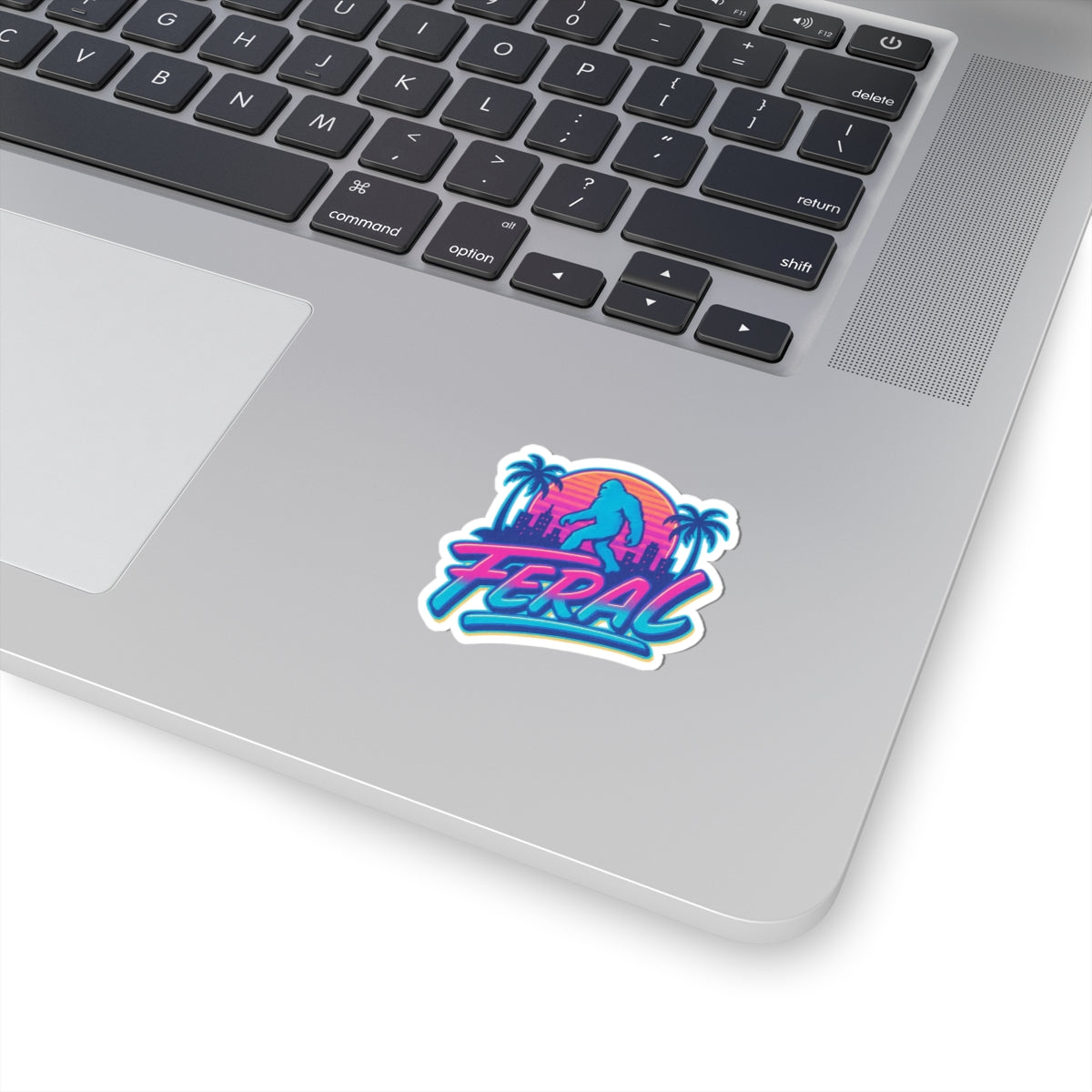 Retro Feral Bigfoot Kiss-Cut Sticker, Fun Laptop Decal, Vivid Laptop Skin, Unique Gift for Nature Lovers, Summer Vibes