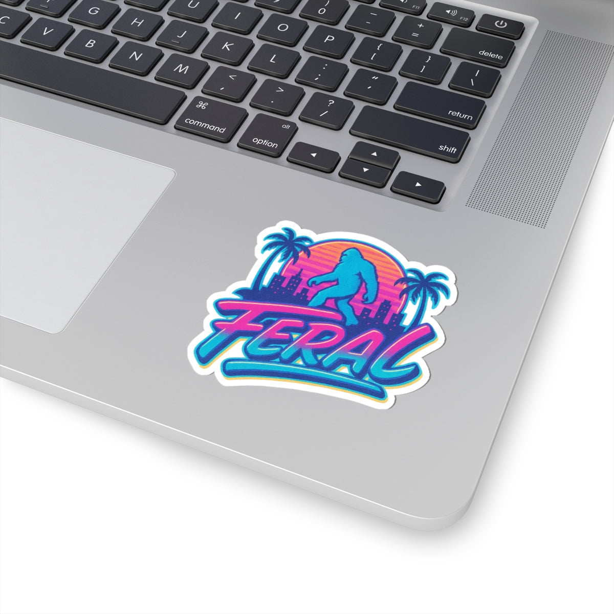 Retro Feral Bigfoot Kiss-Cut Sticker, Fun Laptop Decal, Vivid Laptop Skin, Unique Gift for Nature Lovers, Summer Vibes