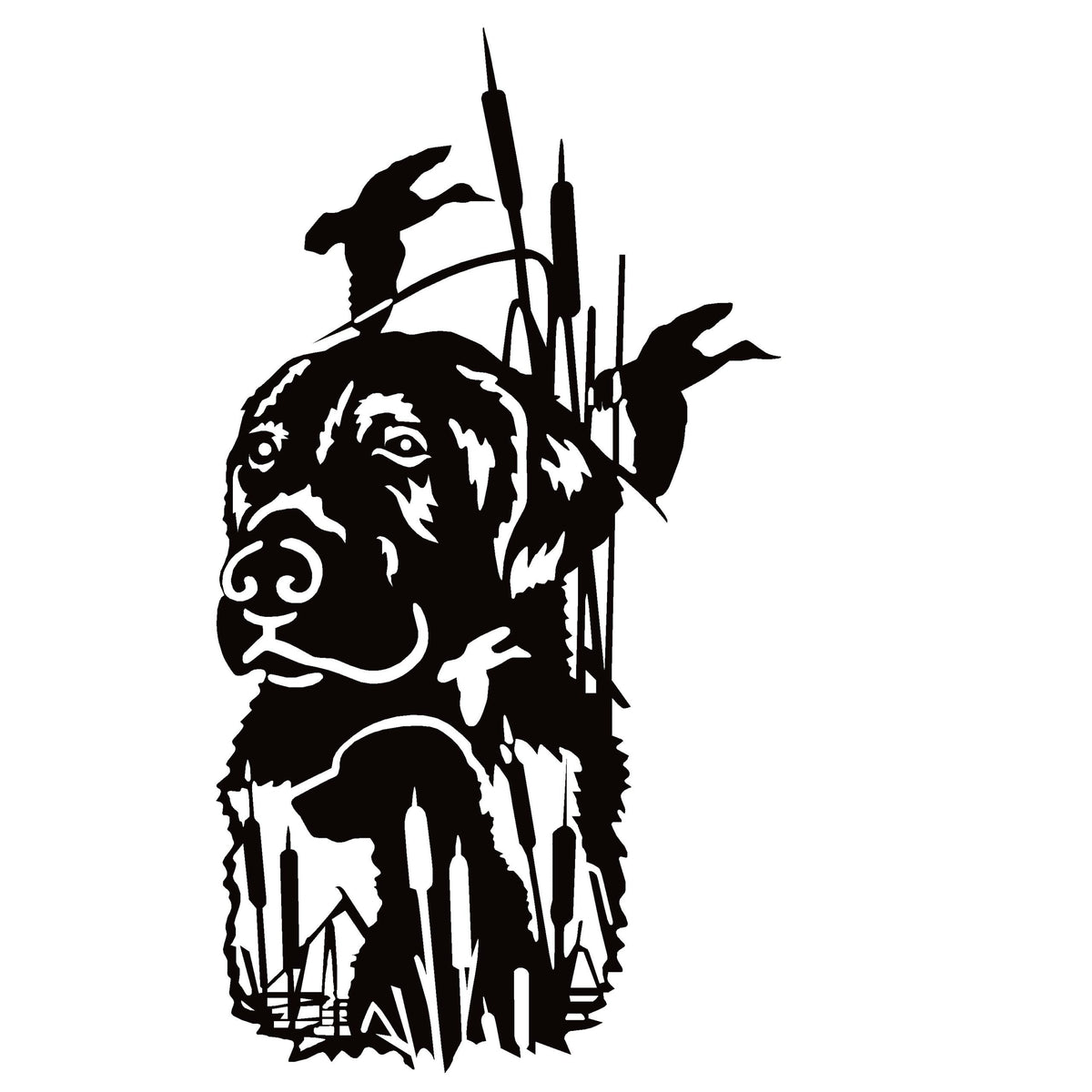 Lab and Ducks in Cattails Decal – Labrador Duck Hunting Window Sticker – 7087