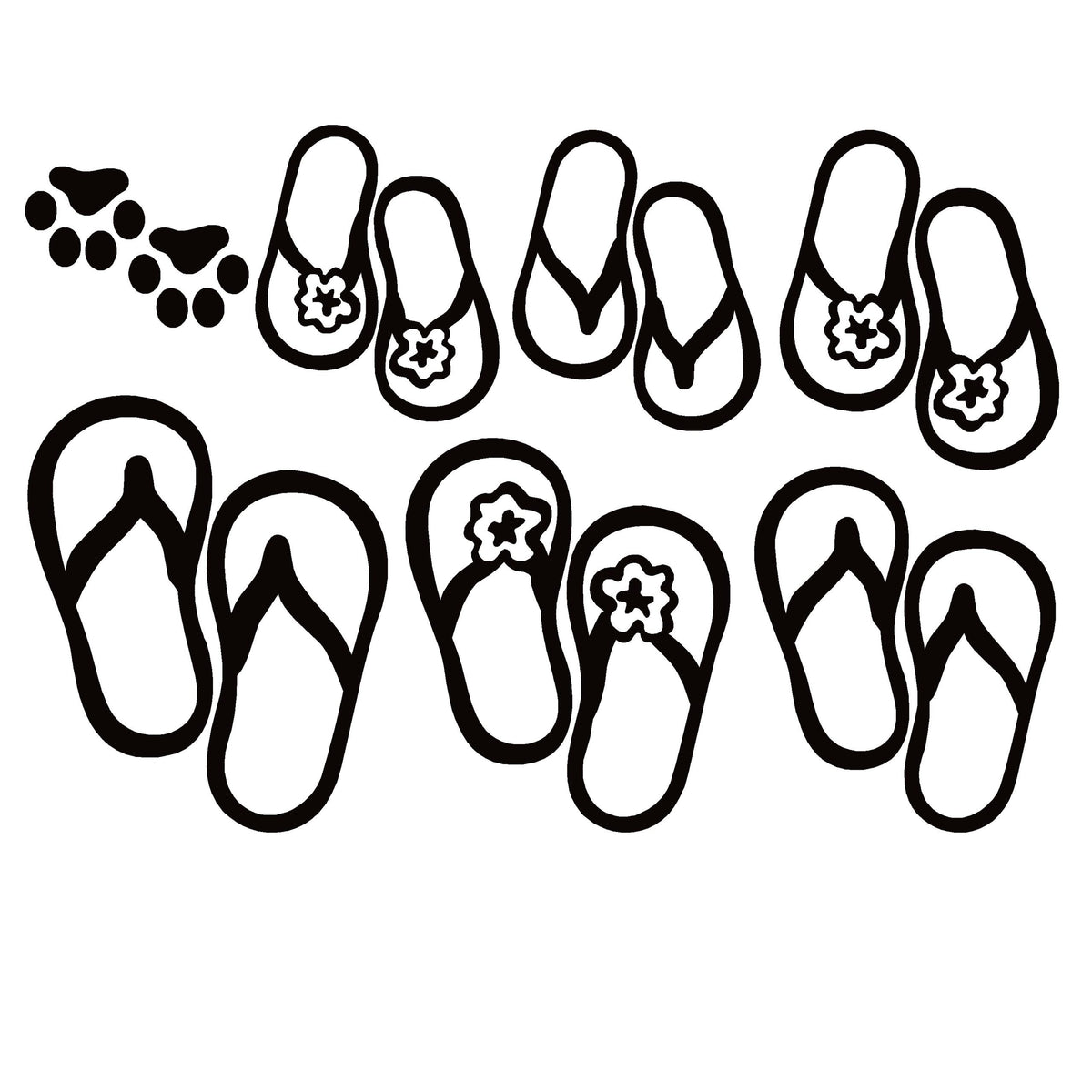 Dog Paw Car Sticker – Sandal Family Vinyl Decal – 7154