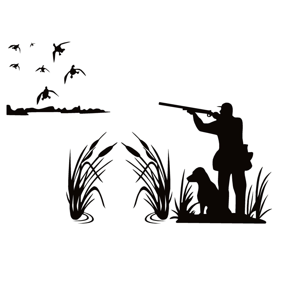 Duck Hunting Decal – Duck Hunter Field Scene Vinyl Sticker – 7196