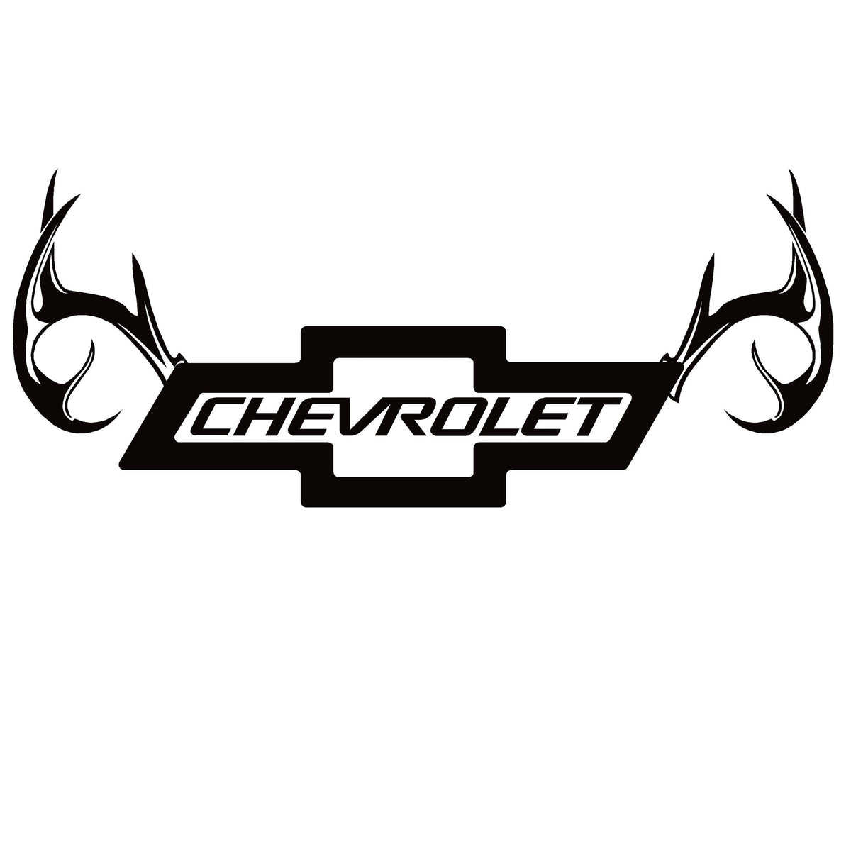 Chevy Deer Decal – Deer Antlers Chevy Hunting Vinyl Sticker 7215