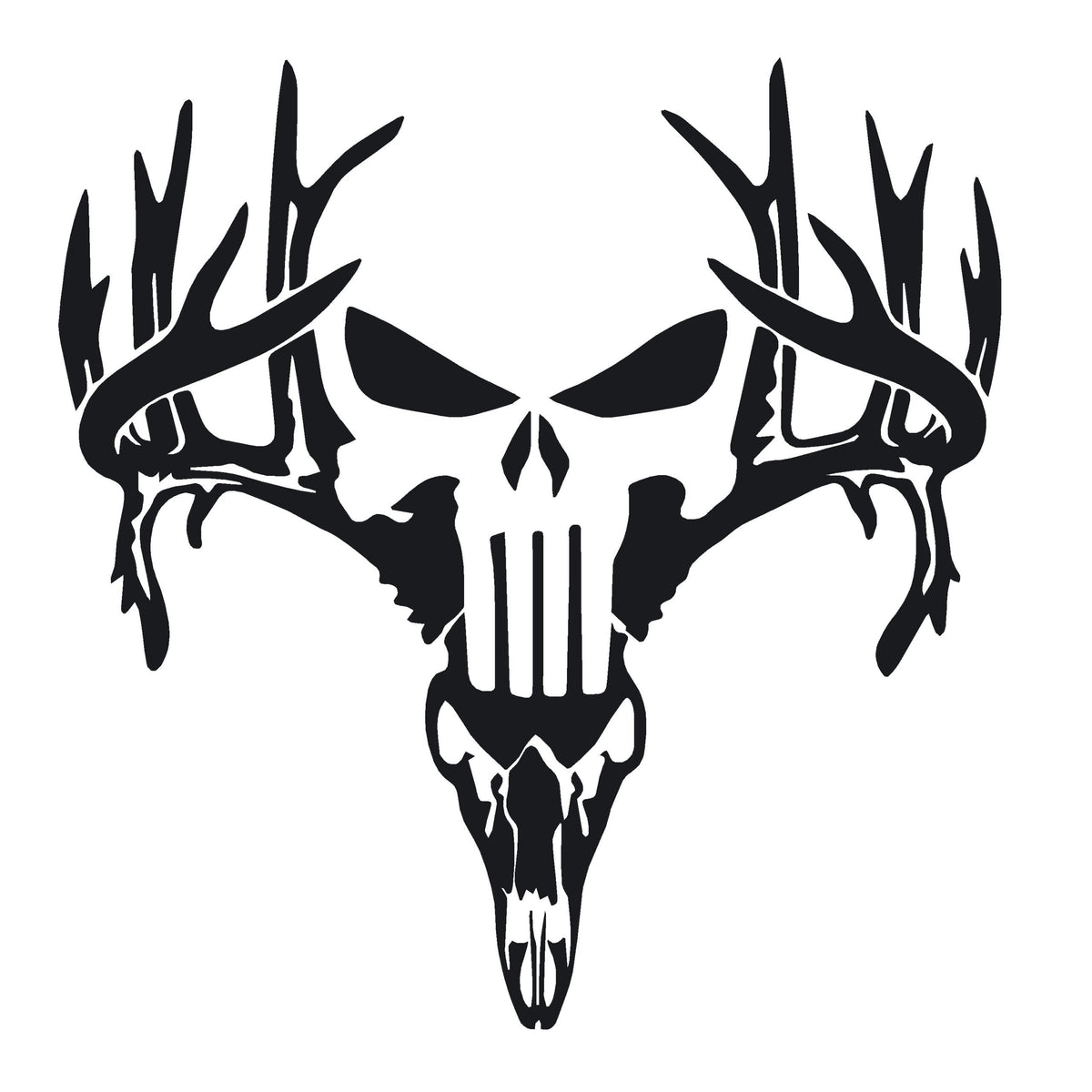 Punisher Hunting Decal – Dead Head Deer Skull Vinyl Sticker 7439