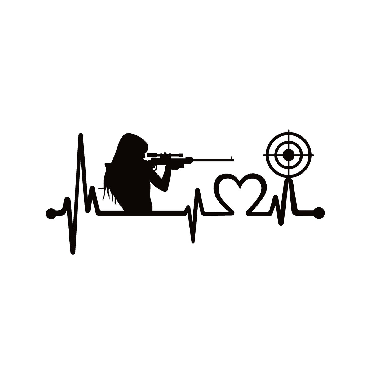 Female Shooting Rifle Lifeline Target Shooting Window Decal Sticker - 7446
