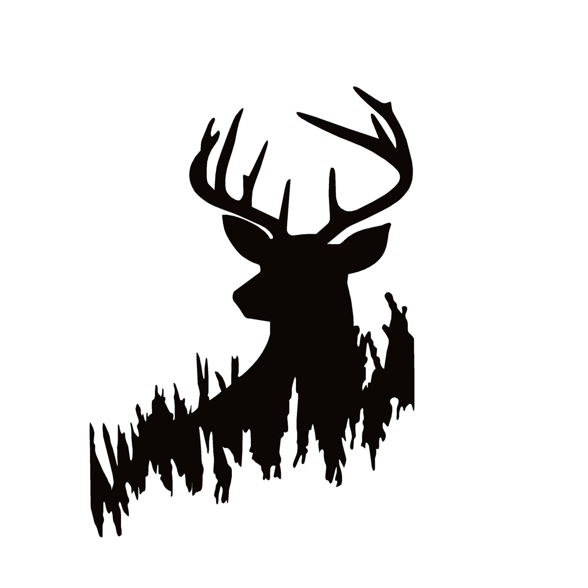 Deer Buck Head Decal – Buck in Grass Vinyl Window Sticker 7500