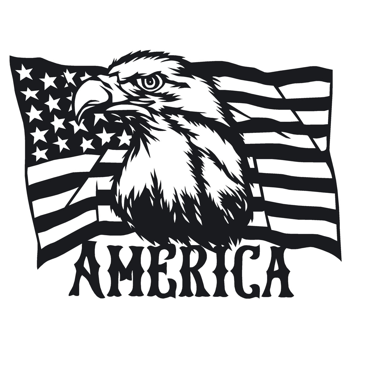 American Flag Decal – American Flag with Bald Eagle Head Decal – 7575
