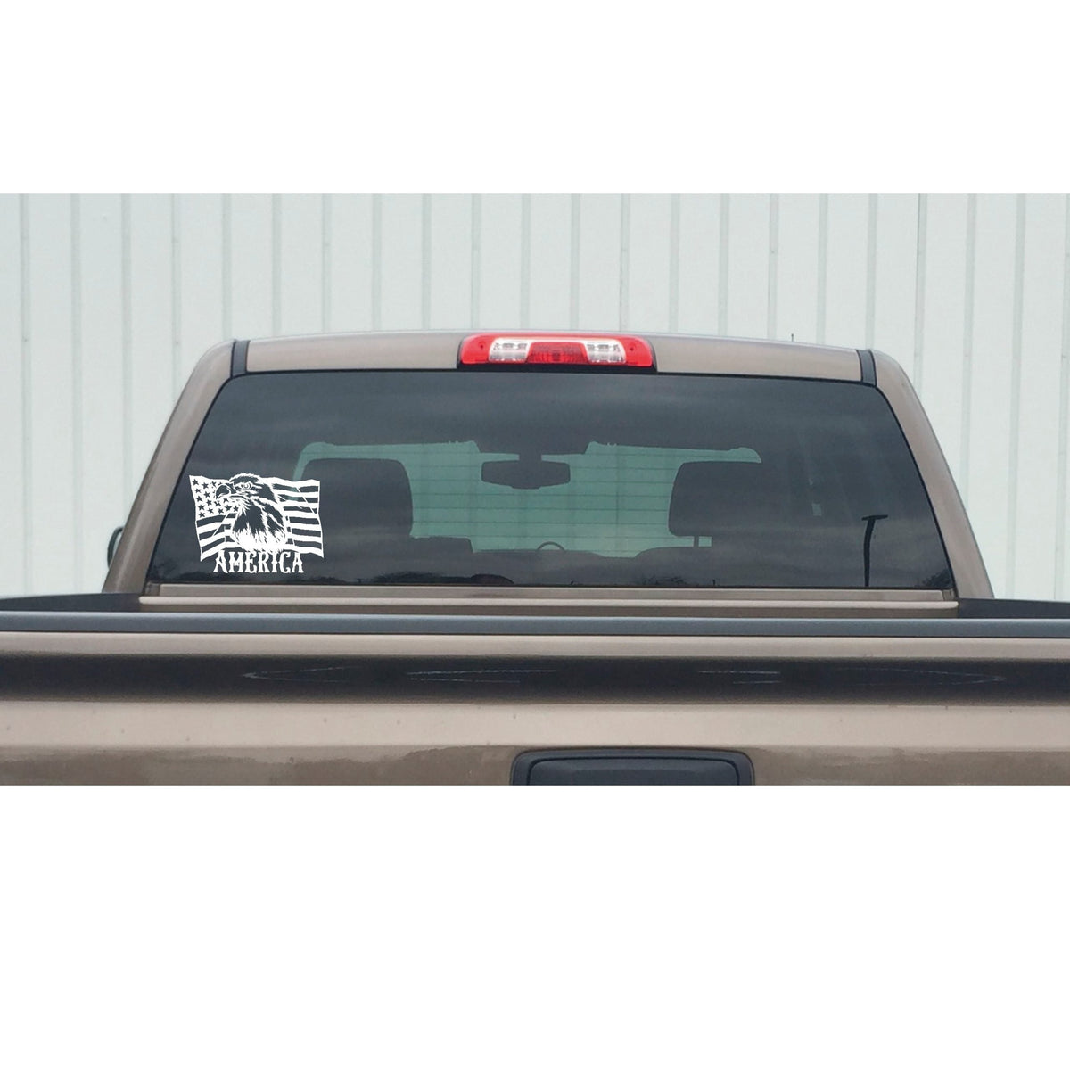 American Flag Decal – American Flag with Bald Eagle Head Decal – 7575