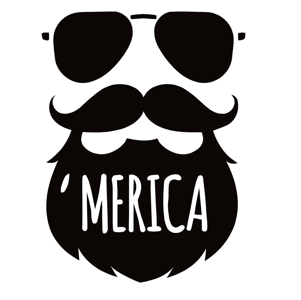 Merica Decal - Patriotic Beard Decal for Cars, Laptops & More - 8005