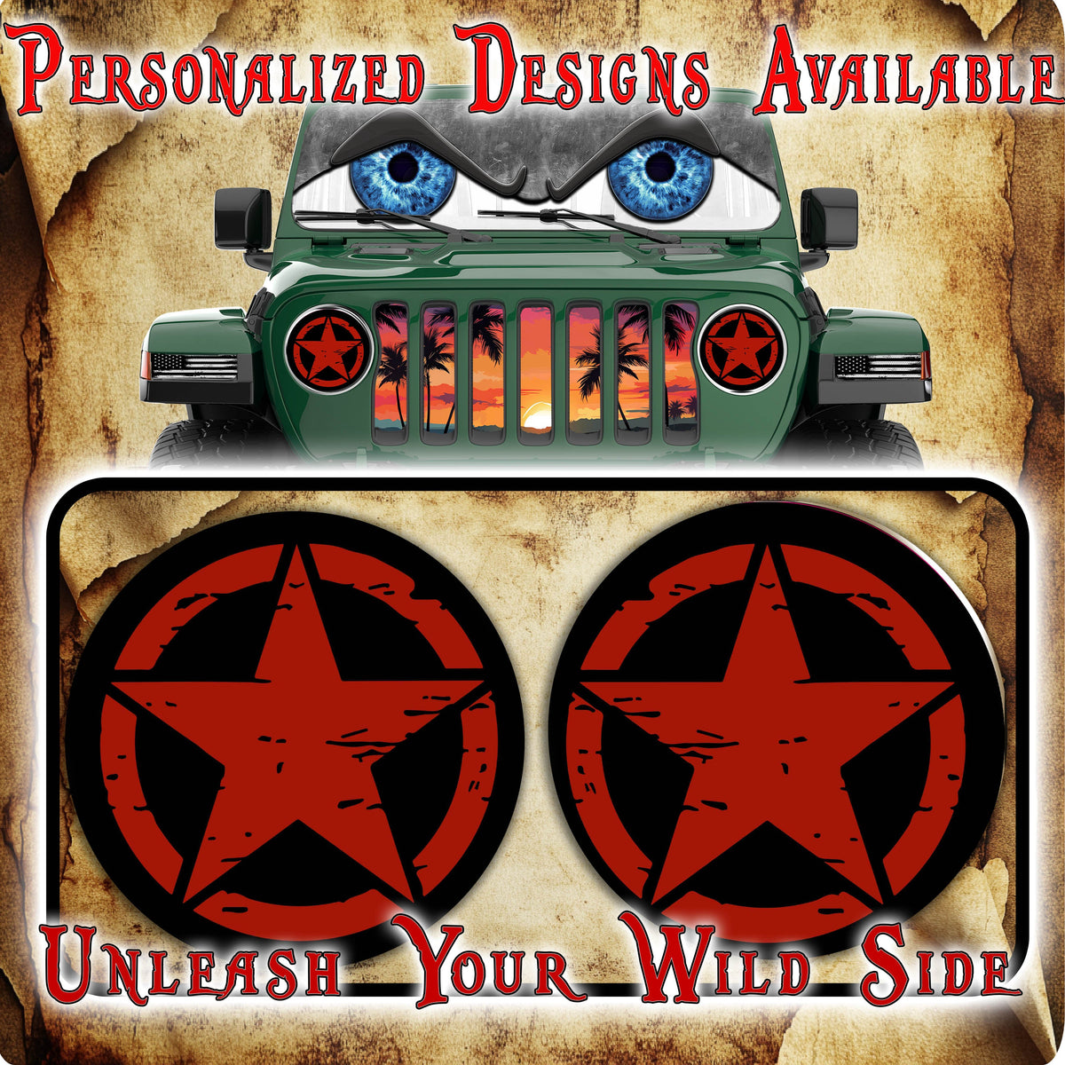 Oscar Mike star headlight decals 92