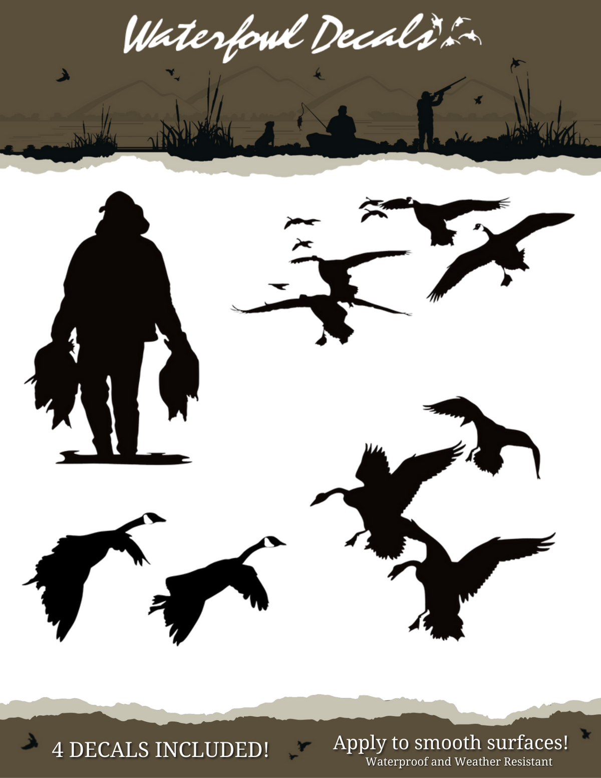 Goose Hunting Stickers – 5pc Waterfowl Decal Pack for Trucks & Gear