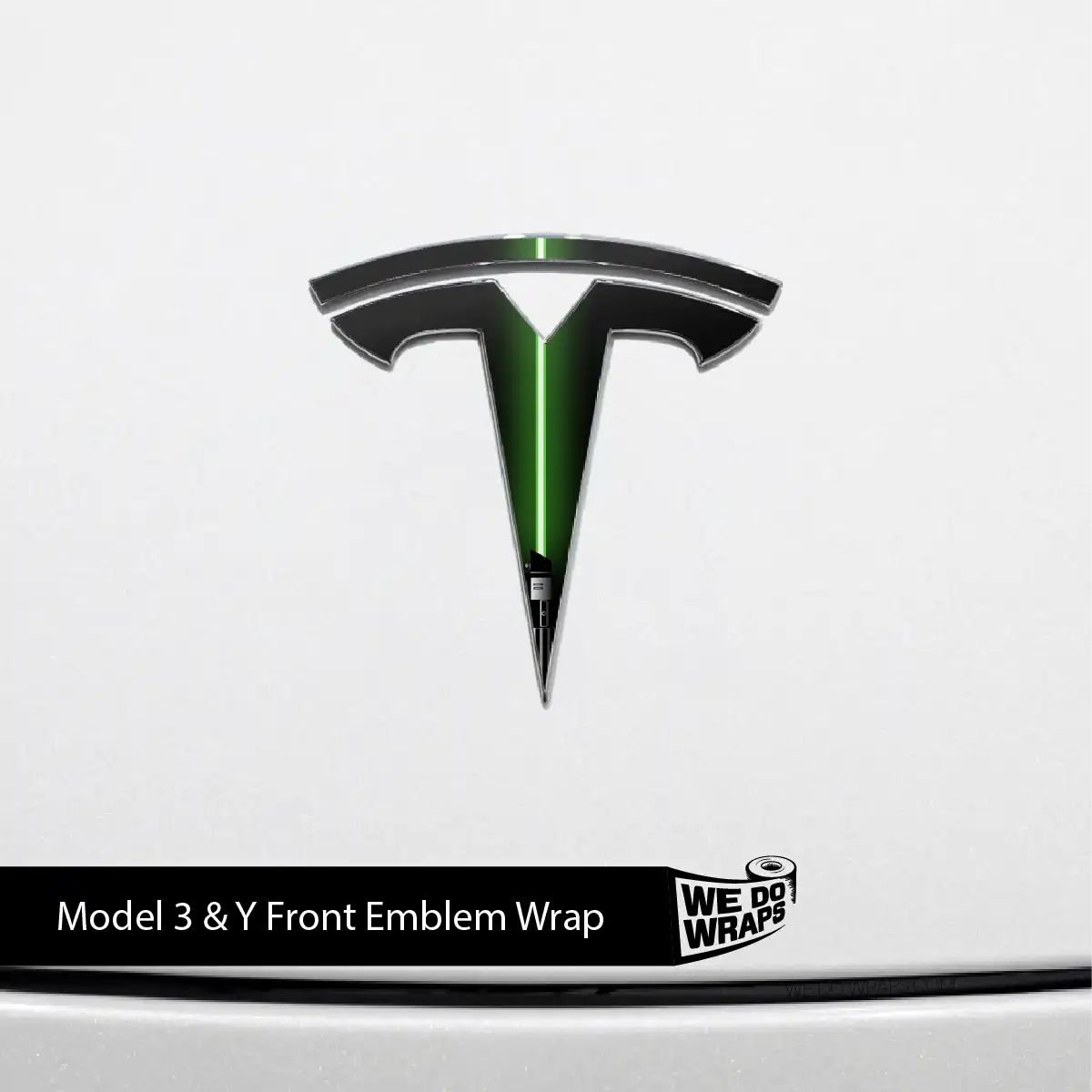 Green Laser Sword Tesla Emblem Decals (Front + Back) | Model 3