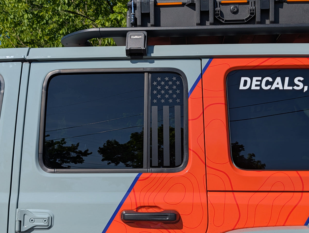 American Flag Window Star Decal- Fits Jeep Wrangler & Gladiator Rear Door Window-Pair