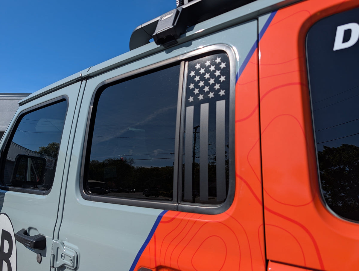 American Flag Window Star Decal- Fits Jeep Wrangler & Gladiator Rear Door Window-Pair
