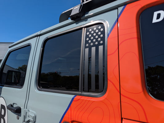 American Flag Window Star Decal- Fits Jeep Wrangler & Gladiator Rear Door Window-Pair