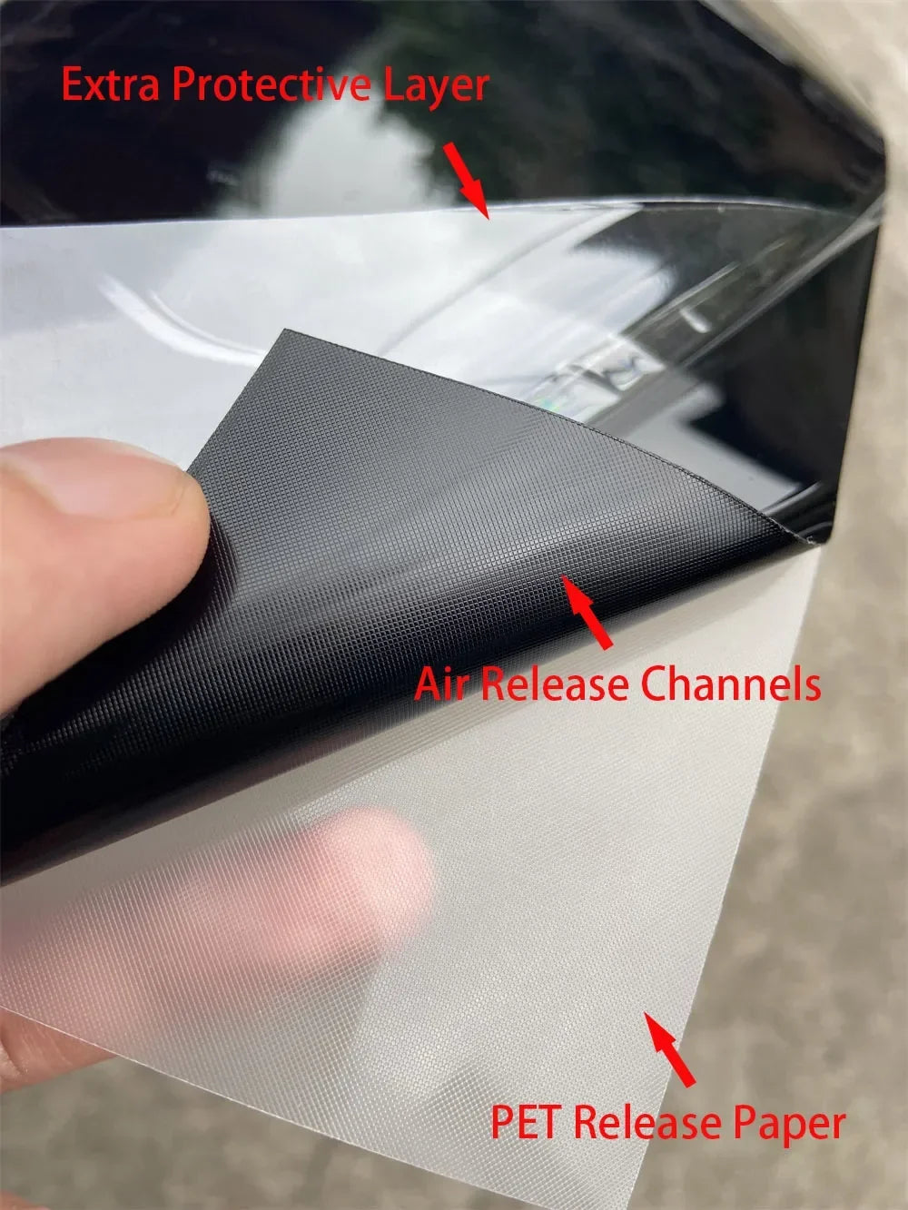 Aomior PET Glossy Black Vinyl Car Wrap | High Gloss Chrome Out Film for Vehicle Roof, Wing, Pillar, Motorcycle Tank
