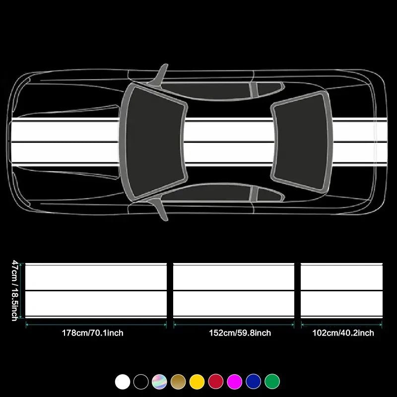 Car Stickers 6pcs Kit | Full Body Vinyl Decals Racing Stripe Design for Roof Hood Door Exterior Car Modification (Multicolor)