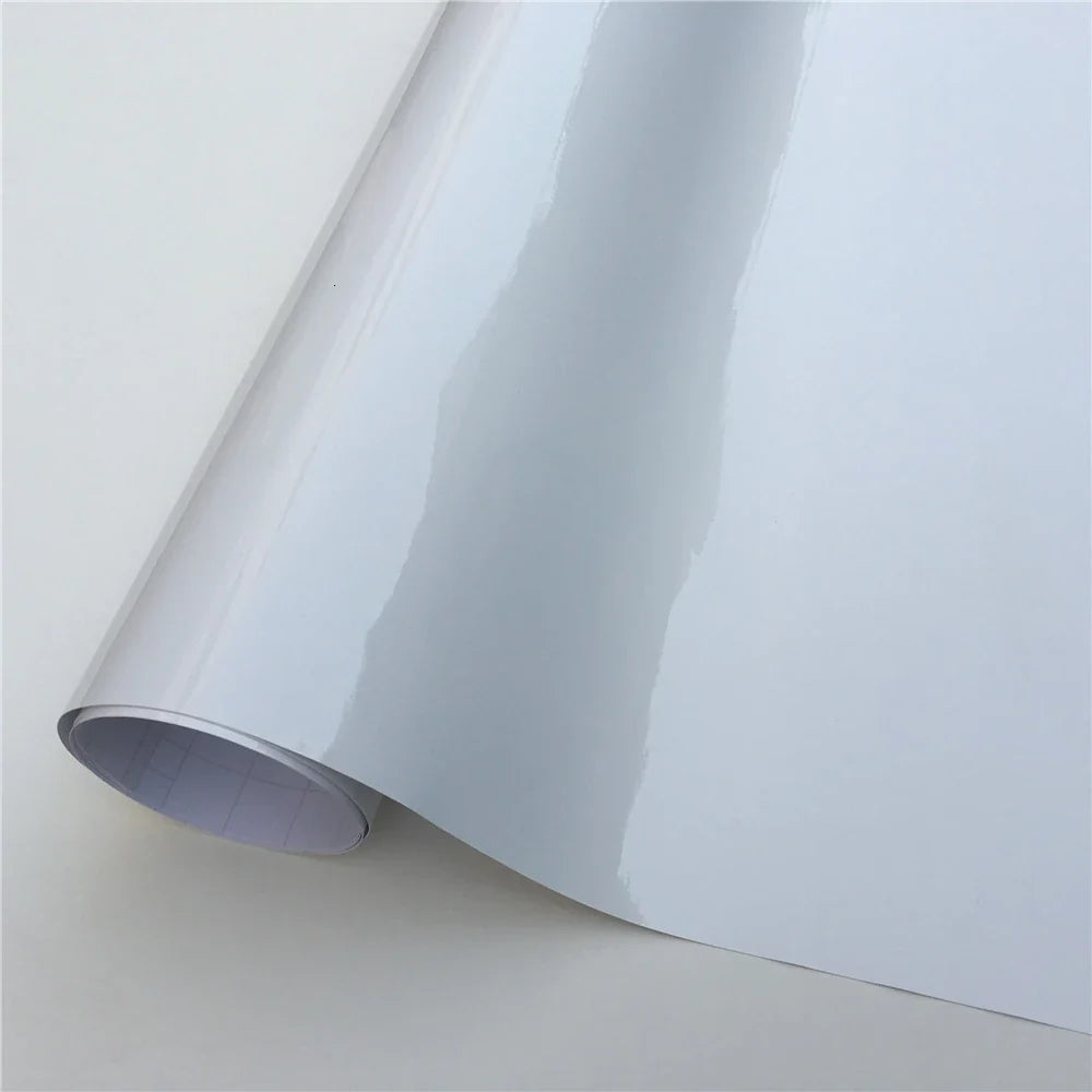 White Glossy Vinyl Wrap Film | Gloss Car Wrapping Film Bubble Free Car Sticker Bike Phone Console Skin