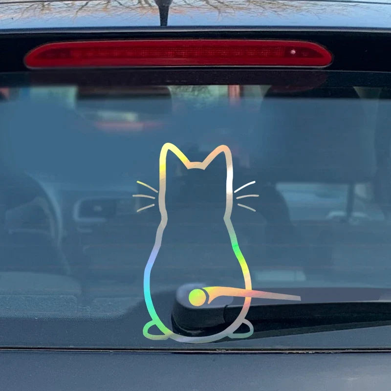 Funny Puppy Dog Decal for Car Rear Windshield Wiper | Die-Cut Vinyl Sticker