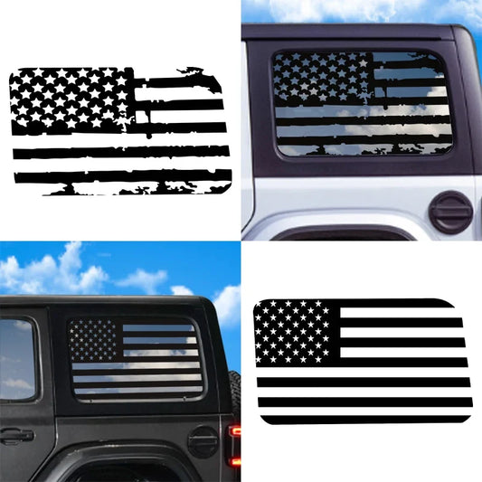 USA Flag Rear Window Decorative Decal for Jeep Wrangler (2021–2024) | Vinyl Cover Sticker