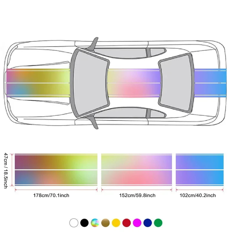 Car Stickers 6pcs Kit | Full Body Vinyl Decals Racing Stripe Design for Roof Hood Door Exterior Car Modification (Multicolor)