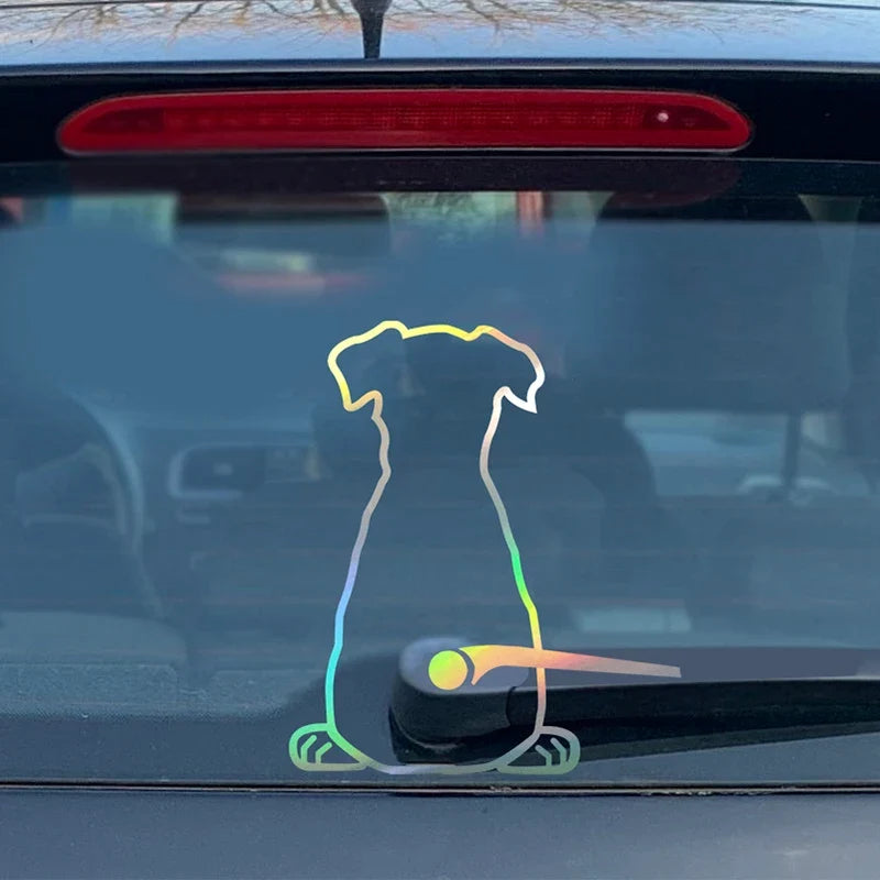 Funny Puppy Dog Decal for Car Rear Windshield Wiper | Die-Cut Vinyl Sticker