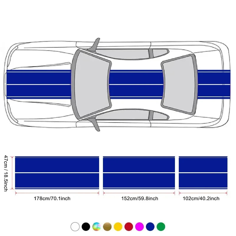 Car Stickers 6pcs Kit | Full Body Vinyl Decals Racing Stripe Design for Roof Hood Door Exterior Car Modification (Multicolor)