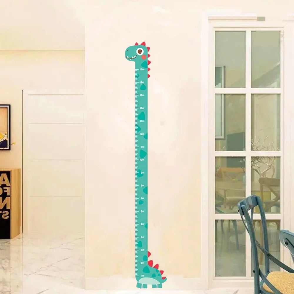 Cartoon Growth Chart Wall Sticker - Unicorn, Dinosaur & Giraffe Height Ruler for Kids Room, Nursery & Kindergarten - Removable Peel-and-Stick Decal