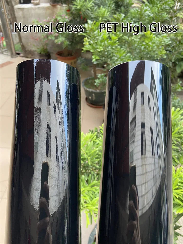 Aomior PET Glossy Black Vinyl Car Wrap | High Gloss Chrome Out Film for Vehicle Roof, Wing, Pillar, Motorcycle Tank