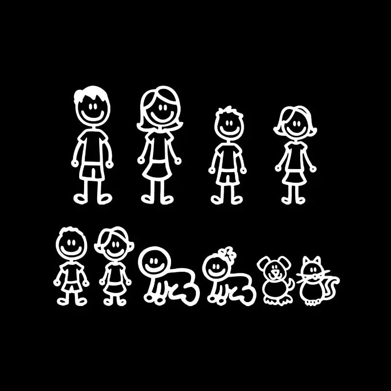 Car Stickers Interesting Family Covering The Body of Fashion Styling Decals Cartoon Creativity Personality PVC,20cm*15cm