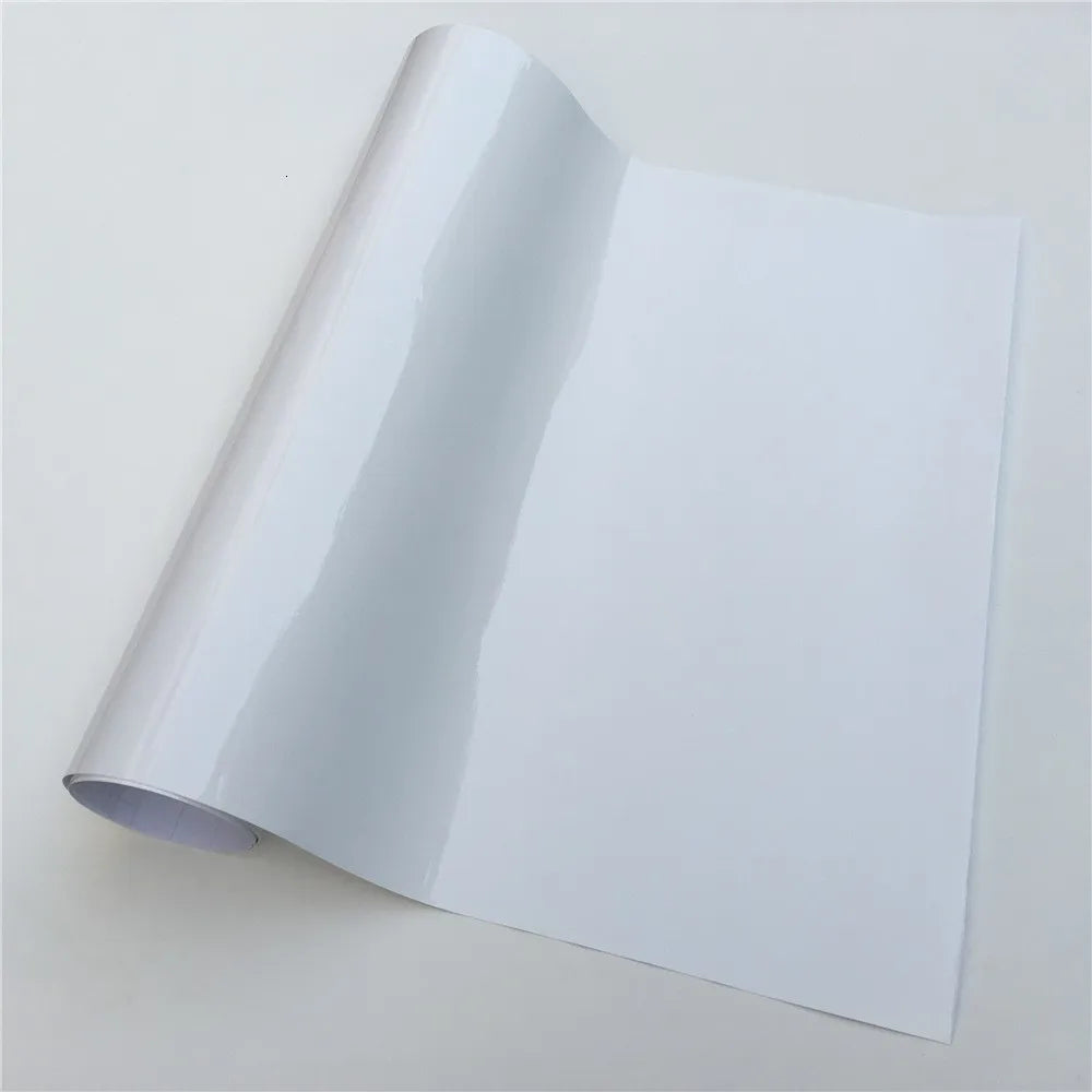 White Glossy Vinyl Wrap Film | Gloss Car Wrapping Film Bubble Free Car Sticker Bike Phone Console Skin