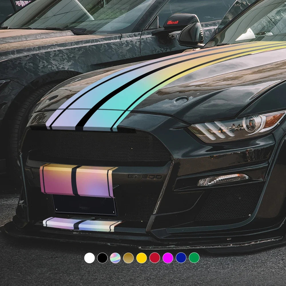 Car Stickers 6pcs Kit | Full Body Vinyl Decals Racing Stripe Design for Roof Hood Door Exterior Car Modification (Multicolor)
