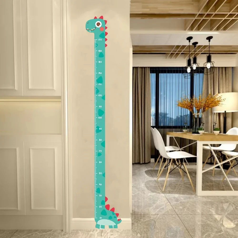 Cartoon Growth Chart Wall Sticker - Unicorn, Dinosaur & Giraffe Height Ruler for Kids Room, Nursery & Kindergarten - Removable Peel-and-Stick Decal