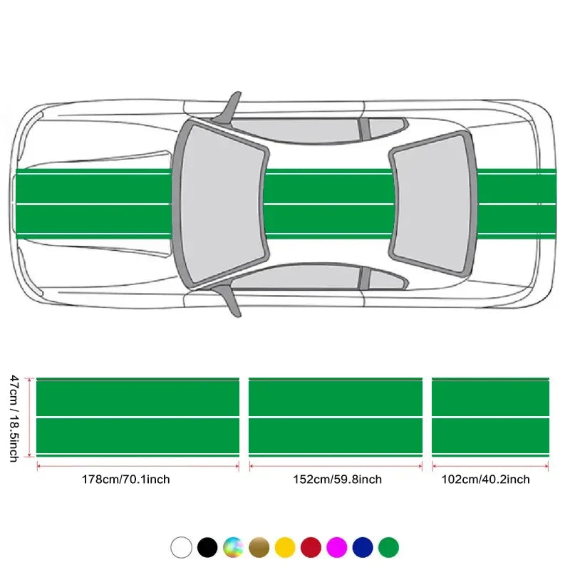 Car Stickers 6pcs Kit | Full Body Vinyl Decals Racing Stripe Design for Roof Hood Door Exterior Car Modification (Multicolor)