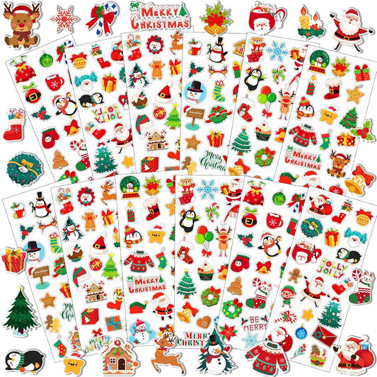  12 Sheets Christmas Holiday Stickers 3D Puffy Foam Decals