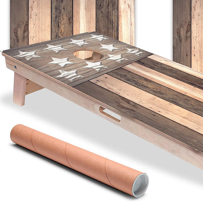 Brown Distressed American Flag - Cornhole Board Wrap - Set of 2