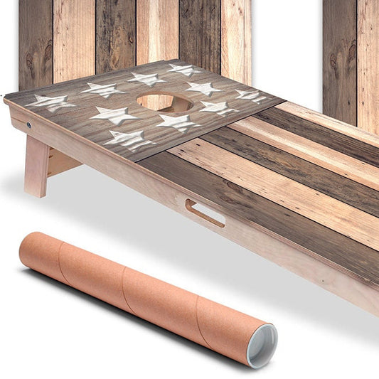 Brown Distressed American Flag - Cornhole Board Wrap - Set of 2