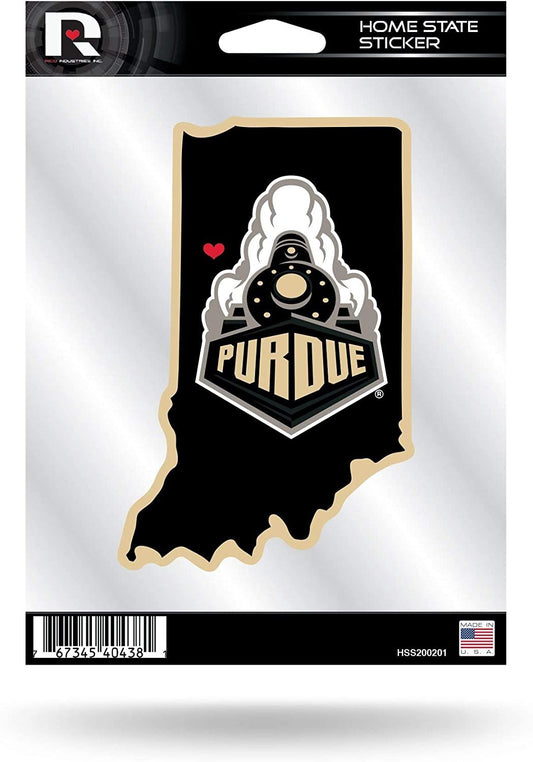 Purdue University Boilermakers 5 Inch Die Cut Sticker Decal, Home State Design, Flat Vinyl, Full Adhesive Backing, Peel and Stick Application, Officially Licensed, Made in the USA