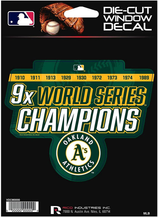Oakland Athletics A's 5" Decal Sticker 9X Time Champions Flat Vinyl Auto Emblem Baseball