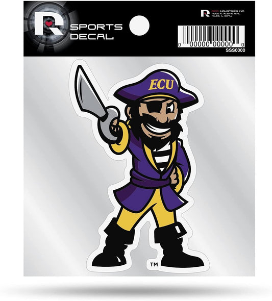 East Carolina University Pirates 4x4 Inch Die Cut Decal Sticker, Mascot Logo, Clear Backing