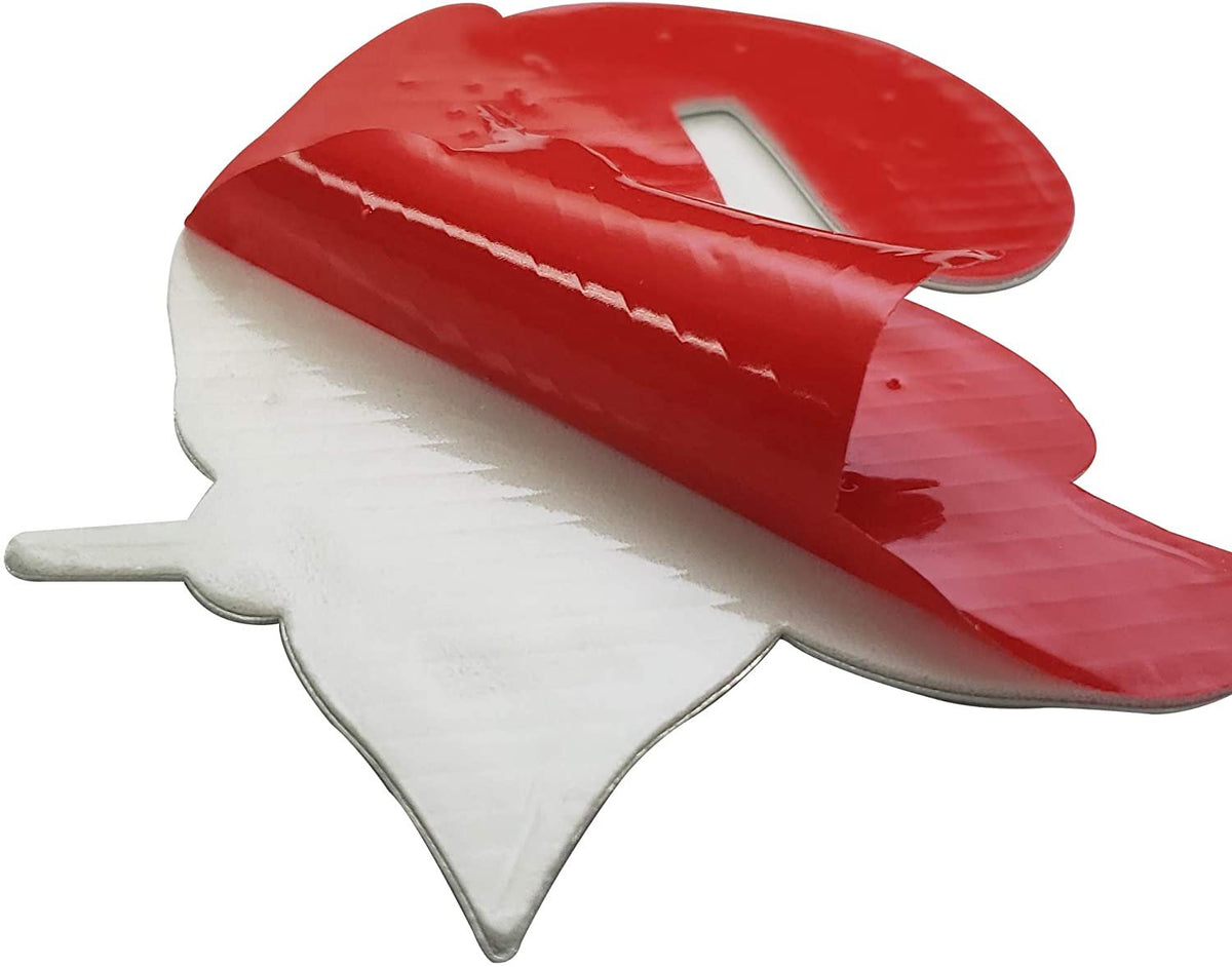 Calgary Flames Mask Auto Emblem, Aluminum Metal, Embossed Team Color, Raised Decal Sticker, Full Adhesive Backing