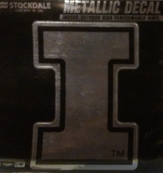 University of Illinois Illini 6 Inch Decal Sticker, Metallic Chrome Shimmer Design, Vinyl Die Cut, Auto Home